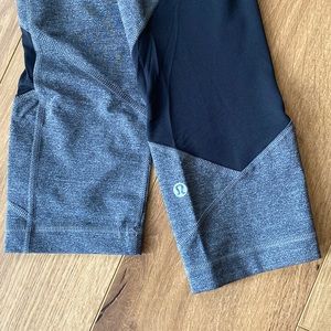 Lulu lemon cropped gray leggings with black mesh